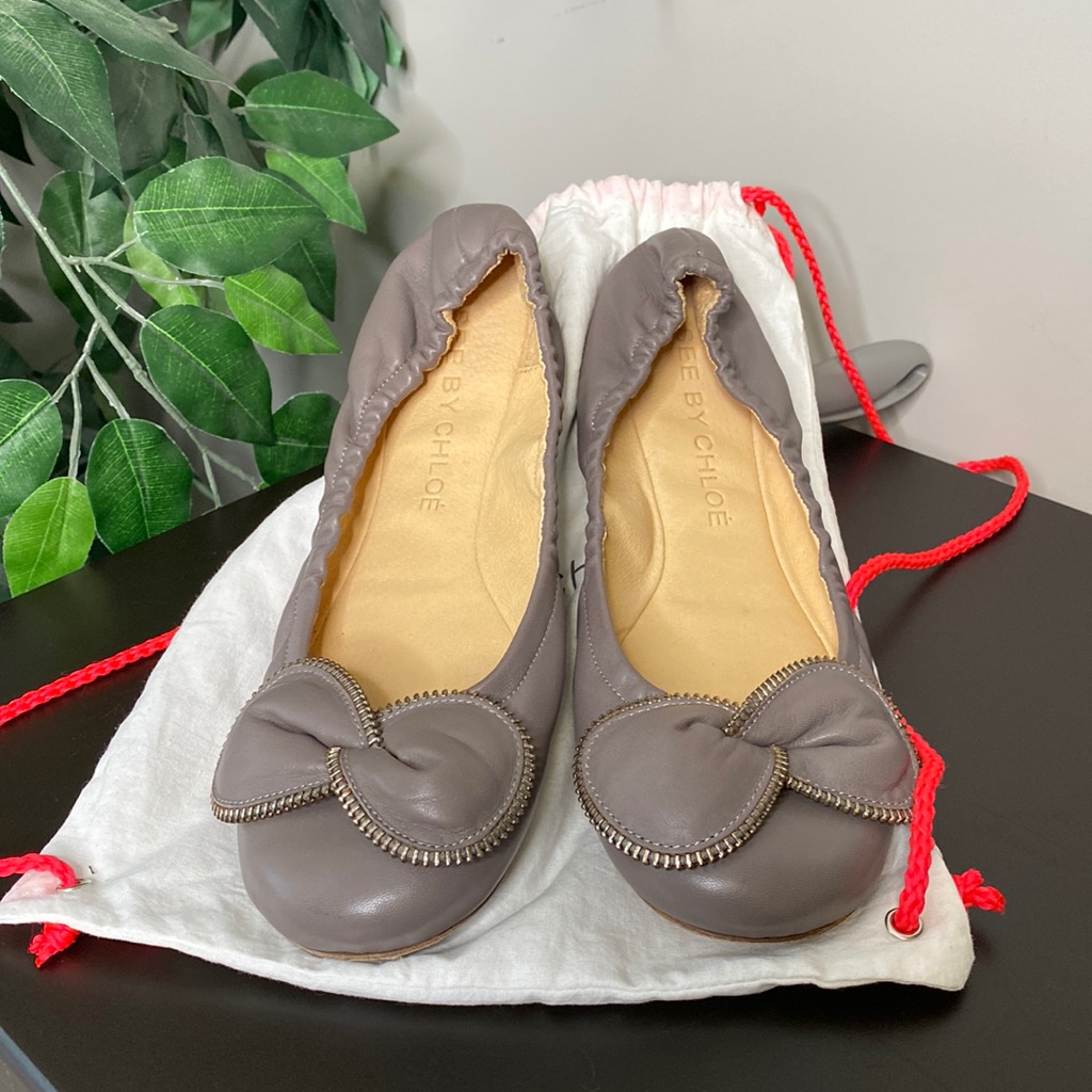 See By Chloe Taupe Bow Flats